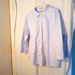 LL Bean Women's Floral Casual Dress Shirt 3/4 Sleeves Size 2X 100% Cotton
